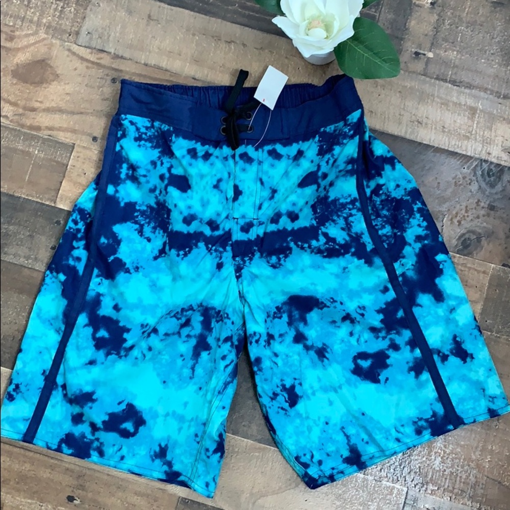 NWT MENS BLUE TIE DYE Swim Trunks Size Medium